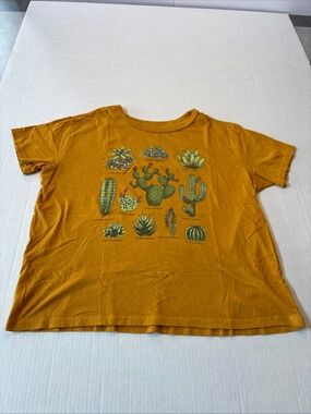 Fifth Sun Mustard Gold Graphic Tee Southwest Desert Cactus Jrs Sz L